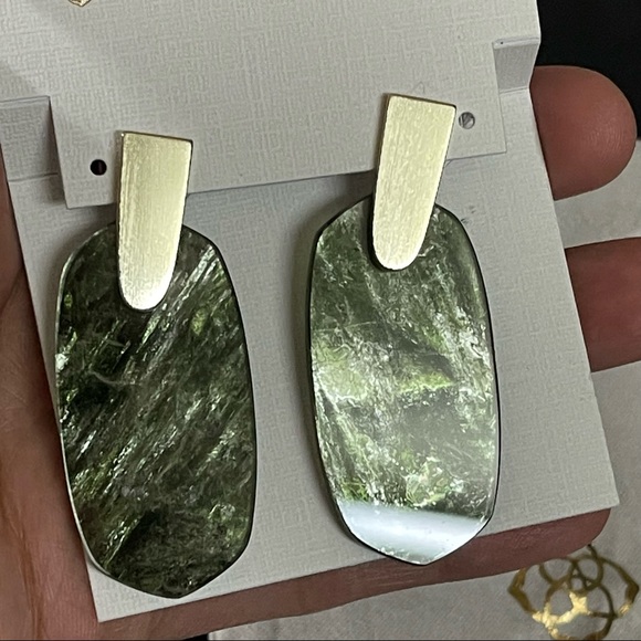 Kendra Scott Aragon Sage Mica&14K Gold Plated Drop Earrings NWT - Picture 3 of 12